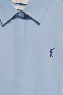 Camisa slim de popelín azul celeste con logo bordado Rigby Go