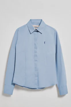 Camisa slim de popelín azul celeste con logo bordado Rigby Go