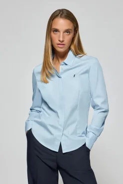 Camisa slim de popelín azul celeste con logo bordado Rigby Go