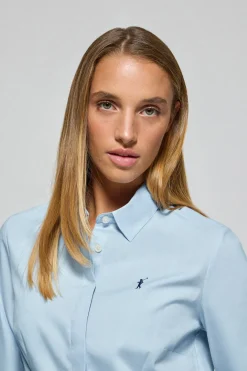 Camisa slim de popelín azul celeste con logo bordado Rigby Go