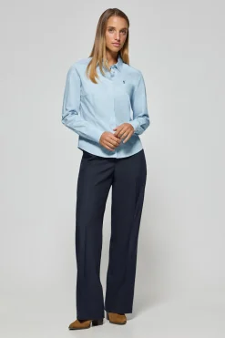 Camisa slim de popelín azul celeste con logo bordado Rigby Go