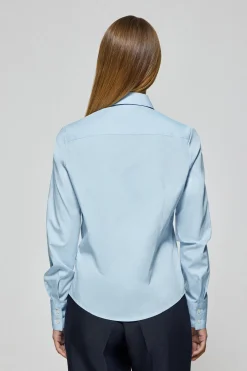 Camisa slim de popelín azul celeste con logo bordado Rigby Go