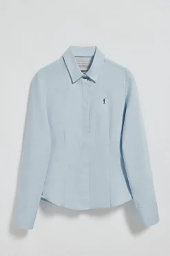Camisa slim de popelín azul celeste con logo bordado Rigby Go
