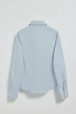 Camisa slim de popelín azul celeste con logo bordado Rigby Go