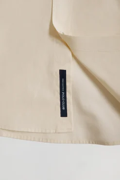 Camisa Slim de popelín beige con logo Rigby Go