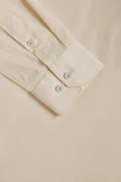 Camisa Slim de popelín beige con logo Rigby Go