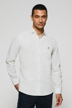Camisa slim de popelín blanca con logo bordado Rigby Go