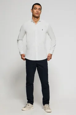 Camisa slim de popelín blanca con logo bordado Rigby Go
