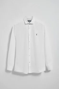 Camisa slim de popelín blanca con logo bordado Rigby Go
