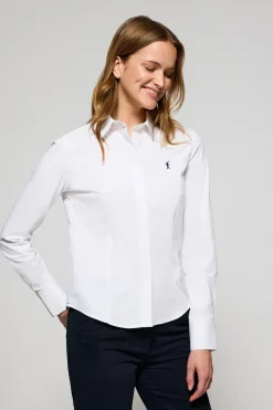Camisa slim de popelín blanca con logo bordado Rigby Go