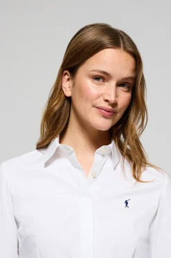 Camisa slim de popelín blanca con logo bordado Rigby Go