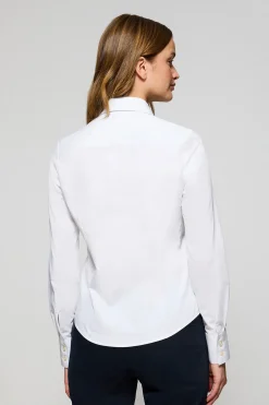 Camisa slim de popelín blanca con logo bordado Rigby Go