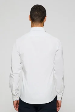 Camisa Slim de popelín blanca con monograma bordado