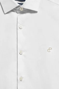 Camisa Slim de popelín blanca con monograma bordado