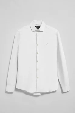 Camisa Slim de popelín blanca con monograma bordado