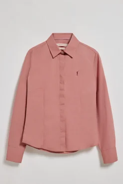Camisa slim de popelín color coral con logo bordado Rigby Go