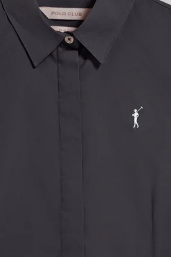 Camisa slim de popelín negra con logo bordado Rigby Go