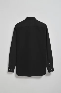 Camisa slim de popelín negra con logo bordado Rigby Go