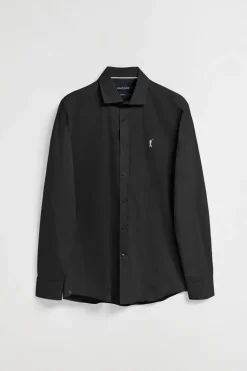 Camisa slim de popelín negra con logo bordado Rigby Go