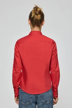 Camisa slim de popelín roja con logo bordado Rigby Go