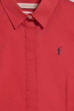 Camisa slim de popelín roja con logo bordado Rigby Go