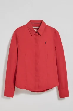 Camisa slim de popelín roja con logo bordado Rigby Go