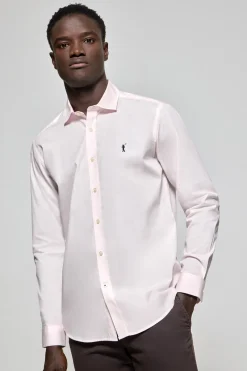 Camisa slim de popelín rosa con logo bordado Rigby Go
