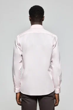 Camisa slim de popelín rosa con logo bordado Rigby Go