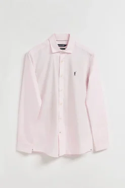 Camisa slim de popelín rosa con logo bordado Rigby Go