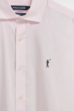 Camisa slim de popelín rosa con logo bordado Rigby Go