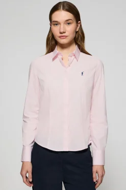 Camisa slim de popelín rosa con logo bordado Rigby Go