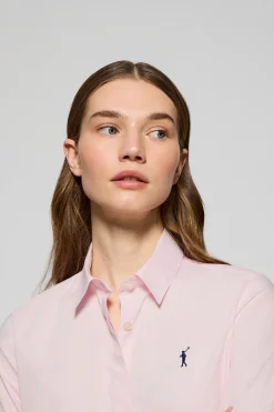 Camisa slim de popelín rosa con logo bordado Rigby Go