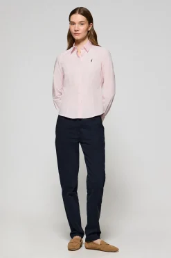 Camisa slim de popelín rosa con logo bordado Rigby Go