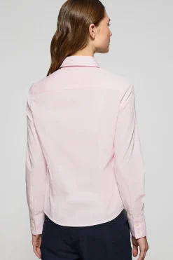 Camisa slim de popelín rosa con logo bordado Rigby Go