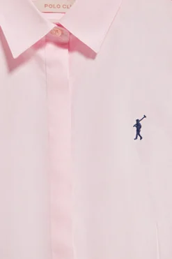 Camisa slim de popelín rosa con logo bordado Rigby Go