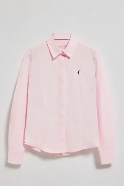 Camisa slim de popelín rosa con logo bordado Rigby Go