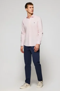 Camisa slim de popelín rosa con logo bordado Rigby Go