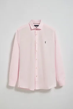 Camisa slim de popelín rosa con logo bordado Rigby Go