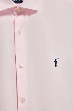 Camisa slim de popelín rosa con logo bordado Rigby Go