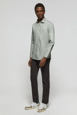 Camisa Slim de popelín verde jade con logo Rigby Go