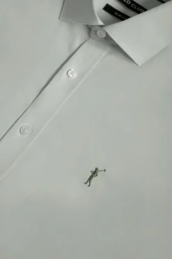 Camisa Slim de popelín verde jade con logo Rigby Go