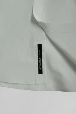 Camisa Slim de popelín verde jade con logo Rigby Go
