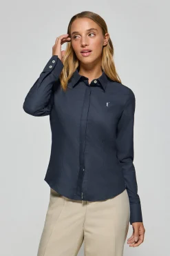Camisa slim oxford azul marino con logo bordado Rigby Go