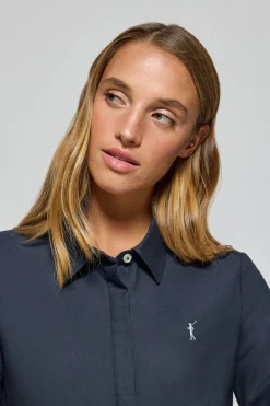 Camisa slim oxford azul marino con logo bordado Rigby Go