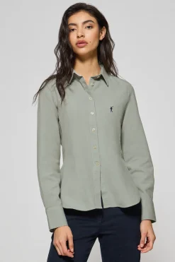 Camisa slim Sefora verde claro con logo Rigby Go