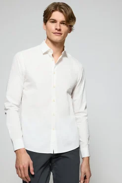 Camisa super slim fit popelín blanca con logo bordado Polo Club