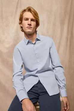 Camisa super slim fit popelín azul cielo con logo bordado Polo Club