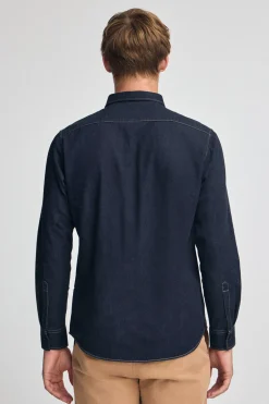 Camisa vaquera azul indigo de corte slim con logo Polo Club
