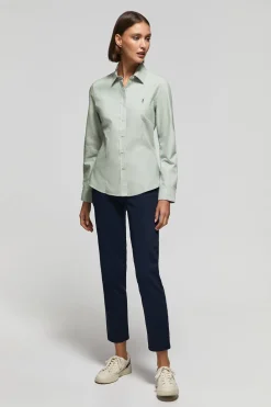 Camisa verde jade oxford Slim fit con logo Rigby Go