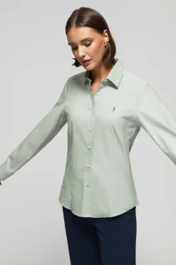 Camisa verde jade oxford Slim fit con logo Rigby Go